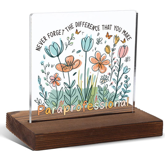 Paraprofessional Gifts from Student, Paraprofessional Appreciation Gifts, Paraprofessional Gifts, Paraprofessional Gifts for Women, Retro Acrylic Desk Sign,4 x4inch,HSJ37
