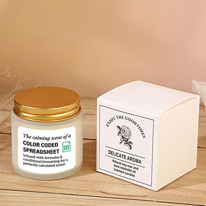 Accountant Gifts for Women Men Candle - Funny Spreadsheet Gifts for Accountants CPA Boss The Calming Scent of A Color Coded Spreadsheet Soy Candle 4oz