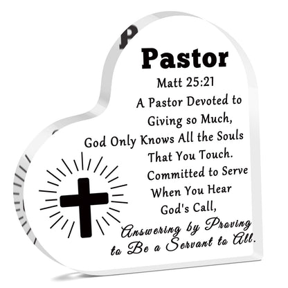 Pastor Appreciation Gifts Acrylic Plaque Thank You Gifts for Pastor Preacher Priest Religious Christian Gifts Christmas Birthday Retirement Gifts for Pastor Catholicism Coworker Friends Desk Sign
