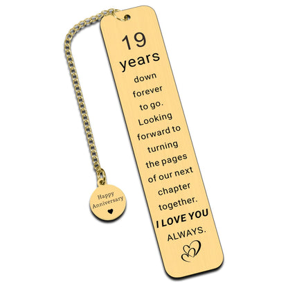 19th Bronze Anniversary Gifts for Men Women, 19th Wedding Anniversary Bookmark Gifts for Wife Husband Couples, Bronze Gift for 19 Year, Happy 19 Anniversarys Bookmark Gift for Mothers Day Fathers Day