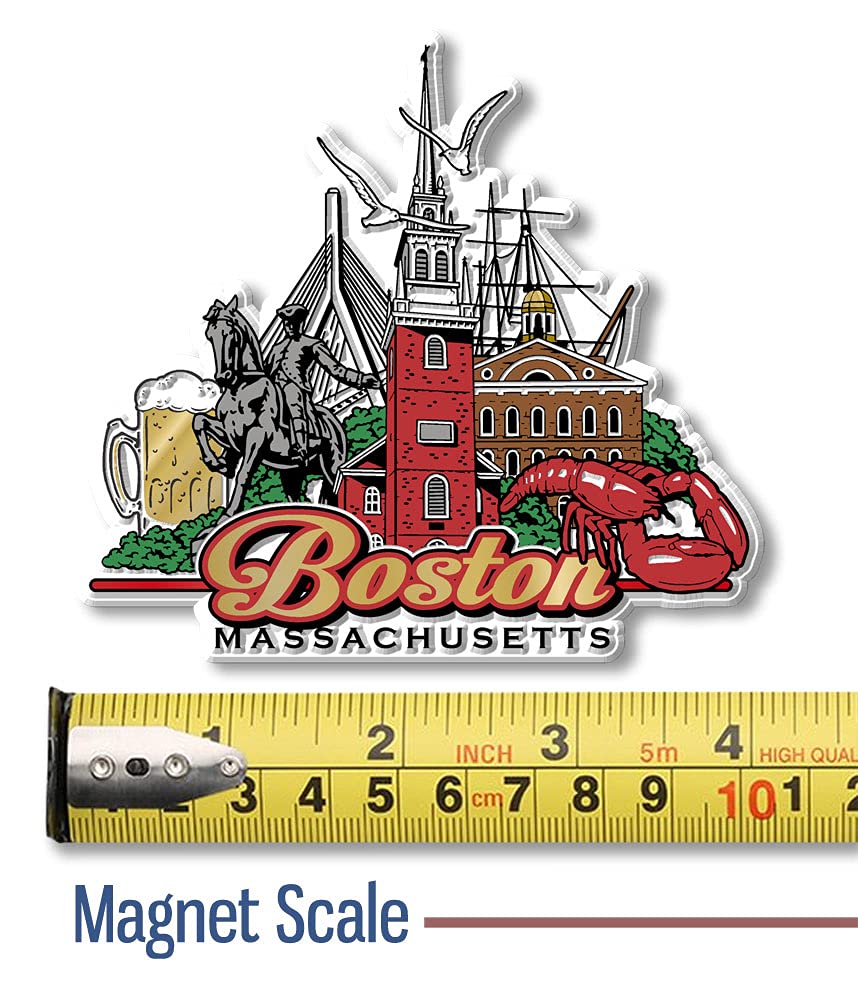 Boston City Magnet by Classic Magnets, 3D Rubber Vintage-Style Collectible Souvenirs and Gifts Made in the USA, 4" x 3.6"