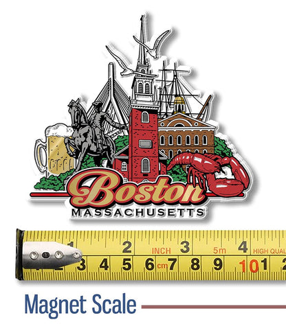 Boston City Magnet by Classic Magnets, 3D Rubber Vintage-Style Collectible Souvenirs and Gifts Made in the USA, 4" x 3.6"