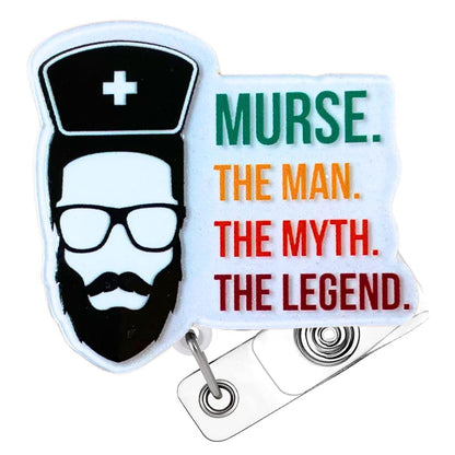 Murse Badge Reel Male Men Nurse Badge Reel ID Retractable Holder Alligator Clip Lanyard Nursing Nurses Reels Gift Funny Doctor Students Graduation Appreciation Supplies Week Accessories Office Gifts