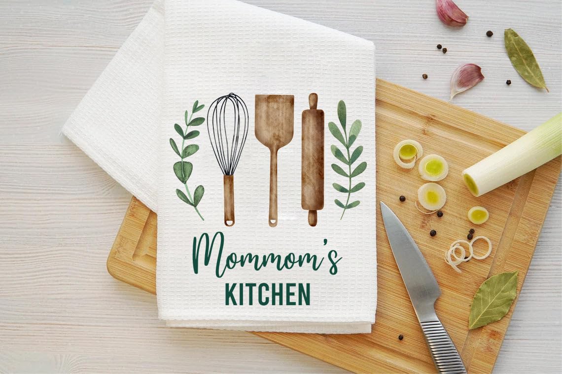 Mommom's Kitchen Towel - Tea Towel Kitchen Decor - Mommom's Kitchen Soft And Absorbent Kitchen Tea Towel - Decorations House Towel - Dish Towel Gift For Mother's Day - Birthday - Holiday