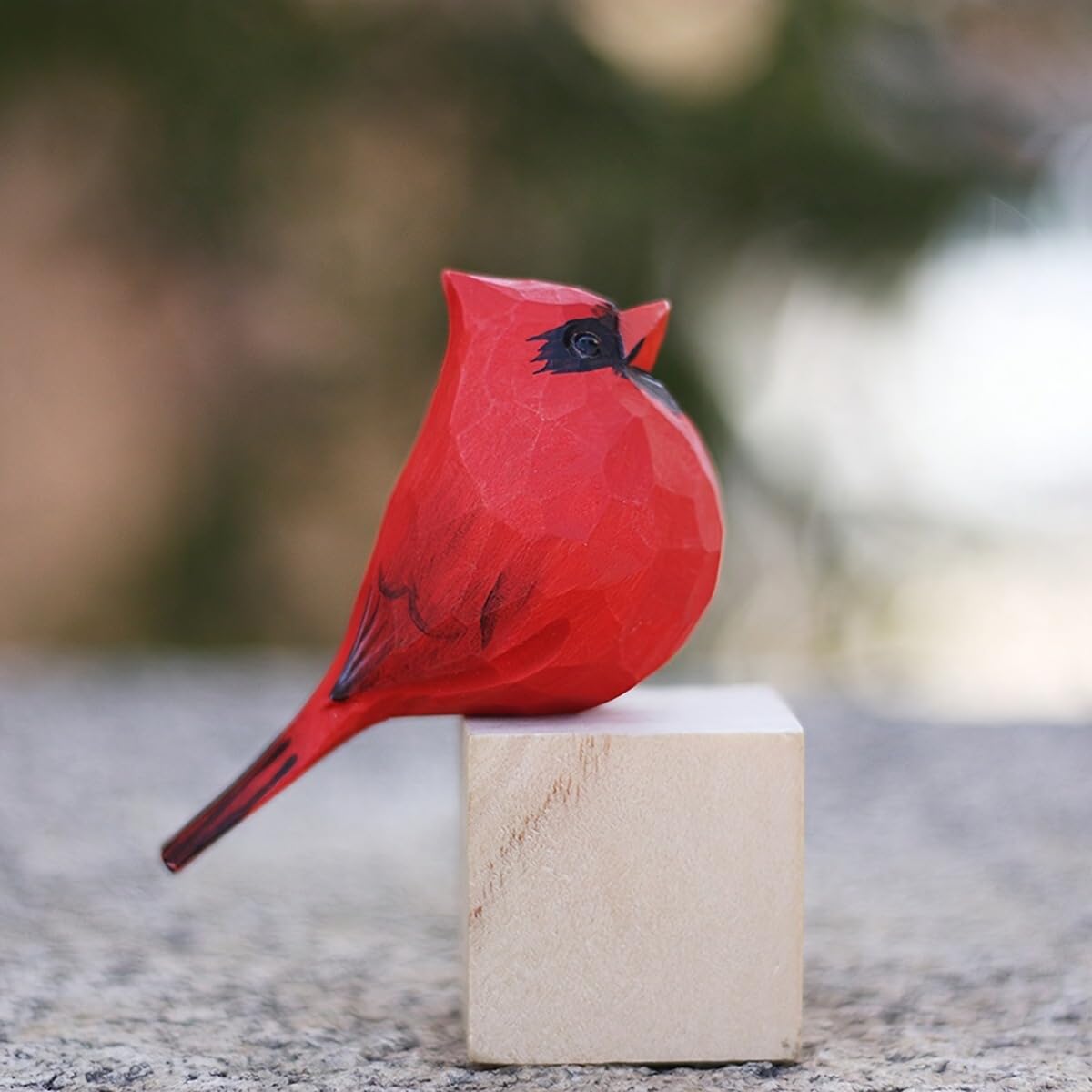 LWINGFLYER Small Carved Northern Cardinal Figurines, Handmade Female Cardinal 3.9inch Birds Craft Set, Cute Couple Birds Statues Home Decor Art Carving Work