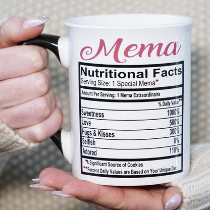 Cottage Creek Mema Mug, 16 oz Black and White Gift Boxed Ceramic Grandma Coffee Cup, Cute Tea Mug and Coffee Mugs for Grandma and Nana, Fun Baby Shower Gifts for Grandparents