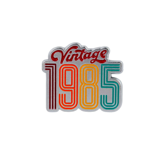 Vintage 1985 Retro 80s Nostalgic Enamel Pin, Throwback Gift For 1980s Nostalgia, Born In 1985 Classic Year Pin Brooch, 80s Style Birthday Brooch Badge, 40th Birthday Gift For 1980s Friend Coworker, Birth Year Pride Lapel Badges, Retro Typography Year...