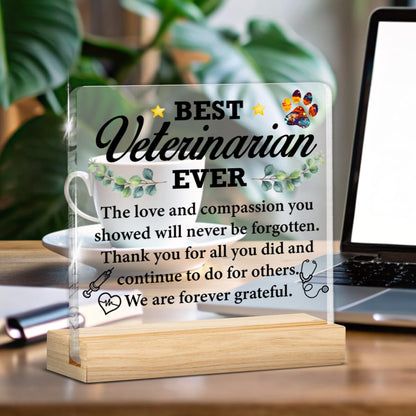 Best Veterinarian Gifts for Women Men, Thank You Gift for Veterinarians Veterinary Vet Tech Animal Doctor, Best Veterinarian Ever Gifts Acrylic Plaque Sign Decor