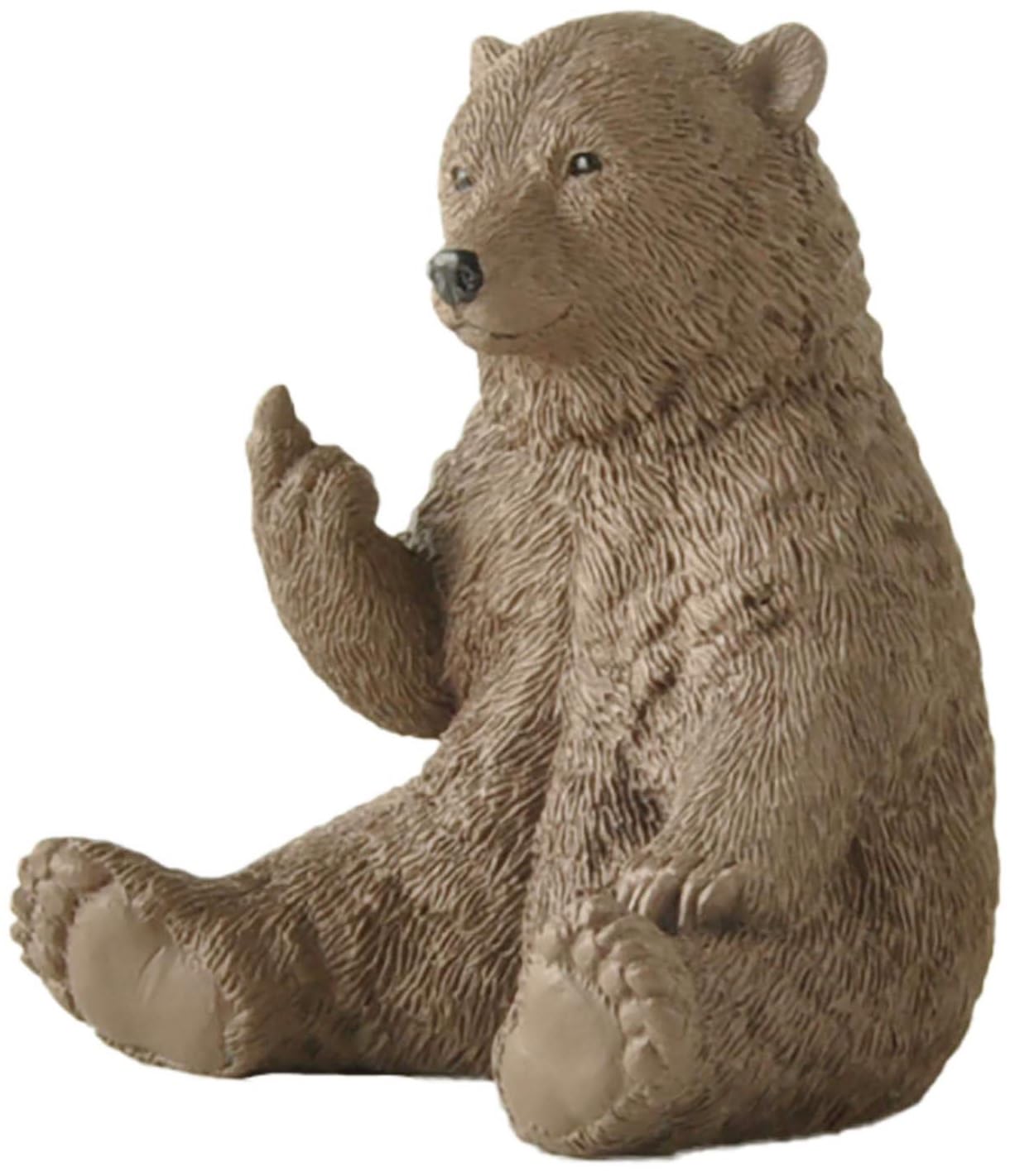 JFSM INC. Holiday Stocking Stuffer, Brown Bear Raising Middle Finger Figurine Funny Hilarious Decor - Gifts, Cabin Themed