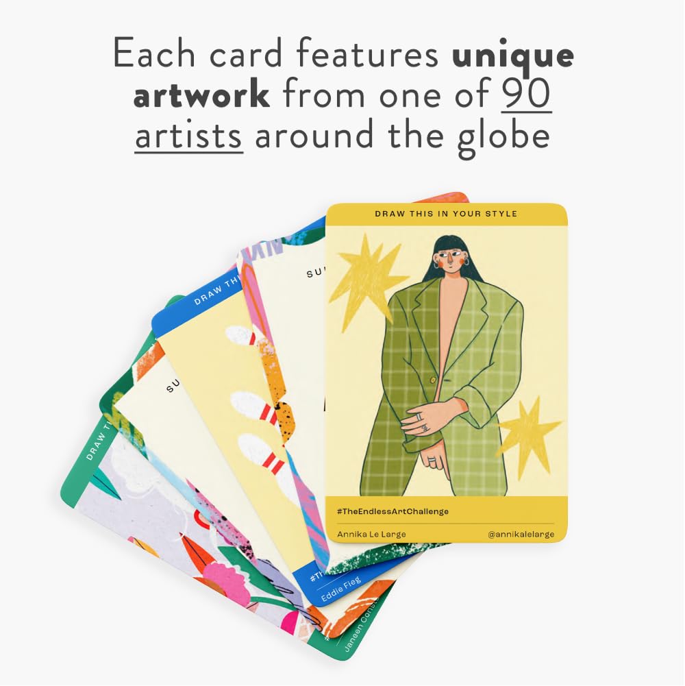 The Endless Art Challenge Card Deck: 90 Creativity Prompt Cards (Overall 25,000 Combinations!) for Never-Ending Art Inspiration (Creative Gifts)
