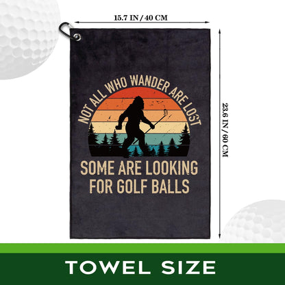 Not All Who Wander are Lost Polyester and Cotton Printed Golf Towel, Funny Golf Accessories for Men Women, Golf-Gifts for GolfFan Dad Grandpa, Golfs Lover Retirement Birthday Gifts
