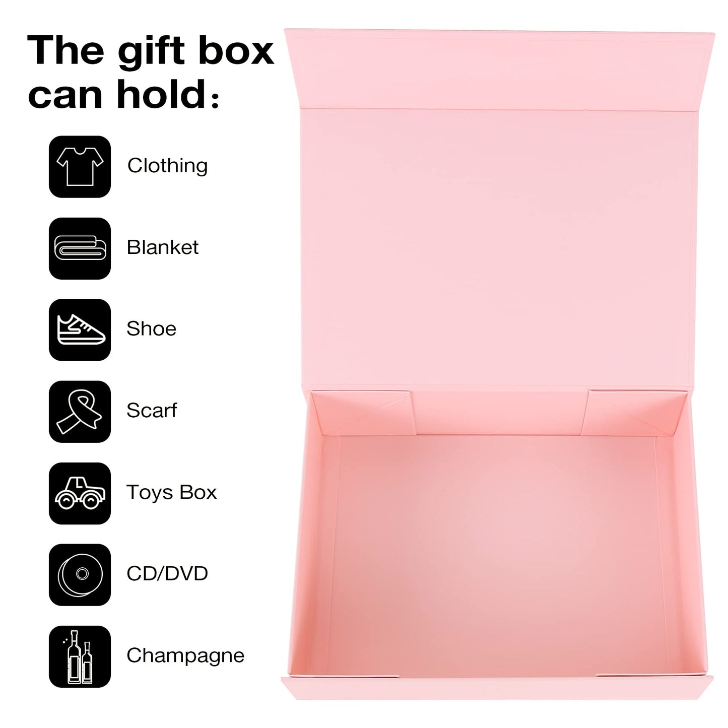 Aimyoo Pink Collapsible Gift Box with Magnetic Closure Lids 13.8x9x4.3 in, Large Bridesmaid Groomsman Proposal Boxes, Rectangle Present Box for Graduation Birthday Storage 1 Pack