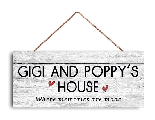 12x6 inch New Sign Gigi and Poppy's House Sign, Where Memories are Made, Distressed Style, Gift for Grandparents, Indoor Outdoor Sign