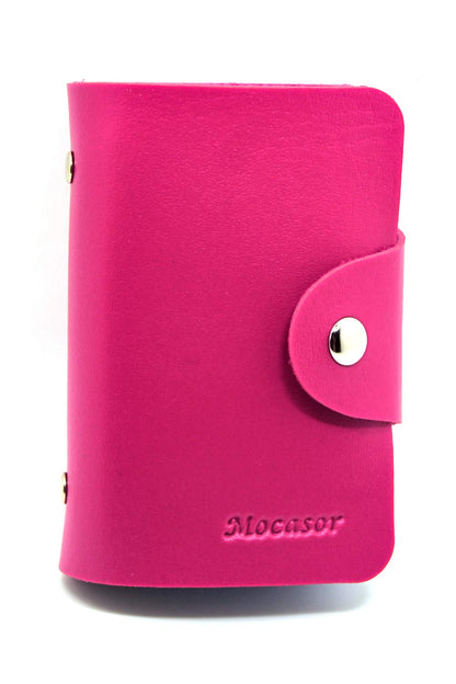 Credit Card Holder for Men & Women Bank Card Case with 24 Insert Slots (Rose Red)