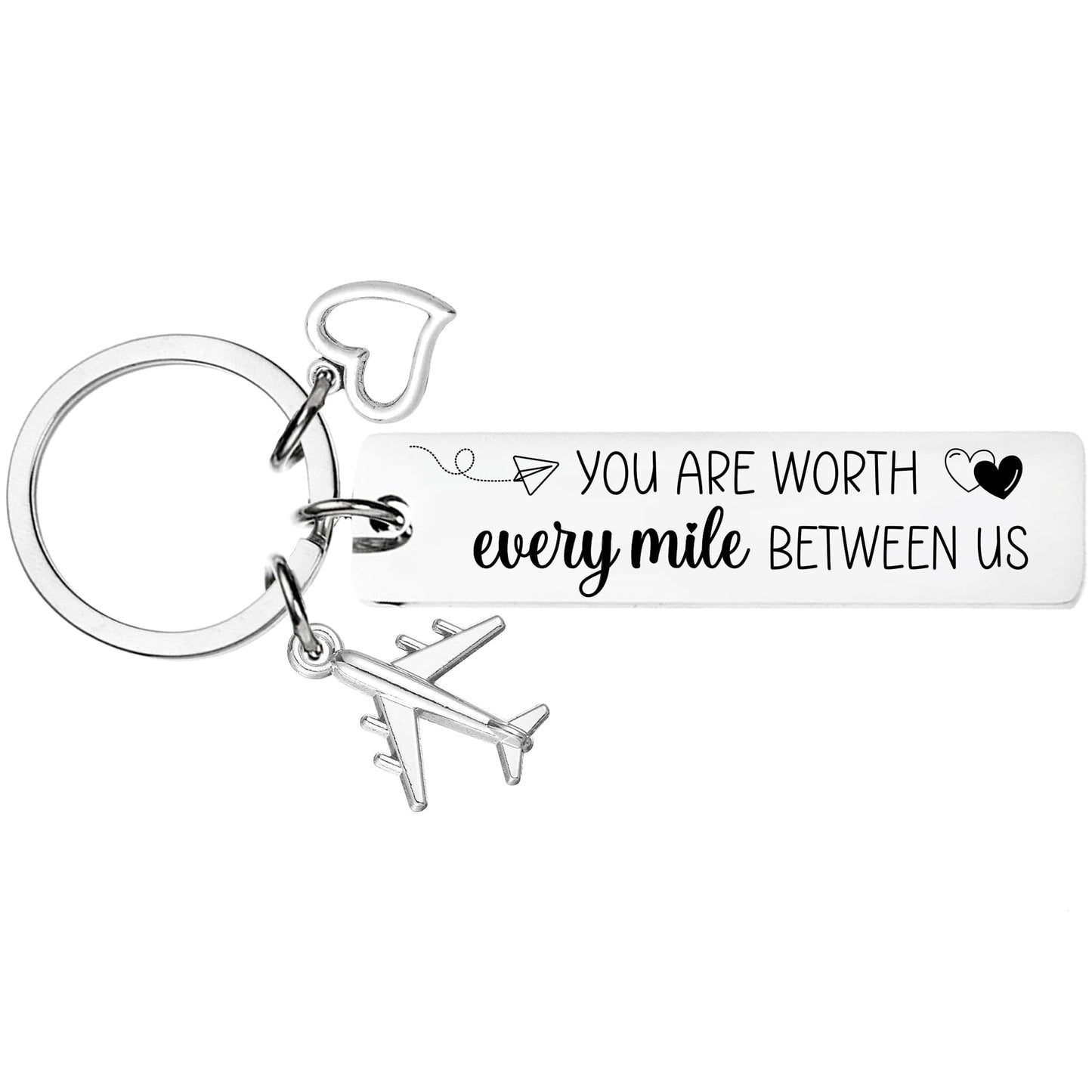 Long Distance Relationship Keychain Gift - Anniversary Couples Gift for Boyfriend Girlfriend, Romantic Keepsake for New Year