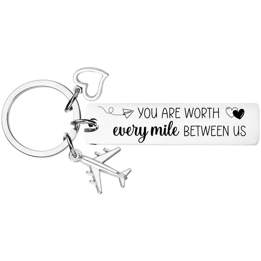 Long Distance Relationship Keychain Gift - Anniversary Couples Gift for Boyfriend Girlfriend, Romantic Keepsake for New Year