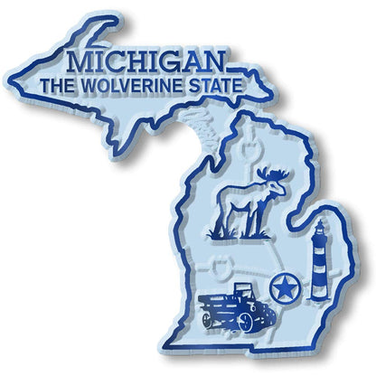 Michigan Six-Piece State Magnet Set by Classic Magnets, Includes 6 Unique Designs, Collectible 3D Rubber Vintage-Style Souvenirs and Gifts Made in the USA