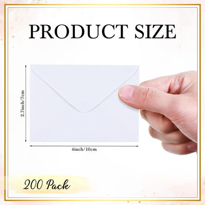 Yahenda 200 Count White Mini Gift Card Envelopes Bulk Wedding Pocket Small Business Paper Envelopes Gift Card Sleeves Greeting Tiny Pocket 4 x 2.7 Inch for Graduation Engagement Birthdays Banquets