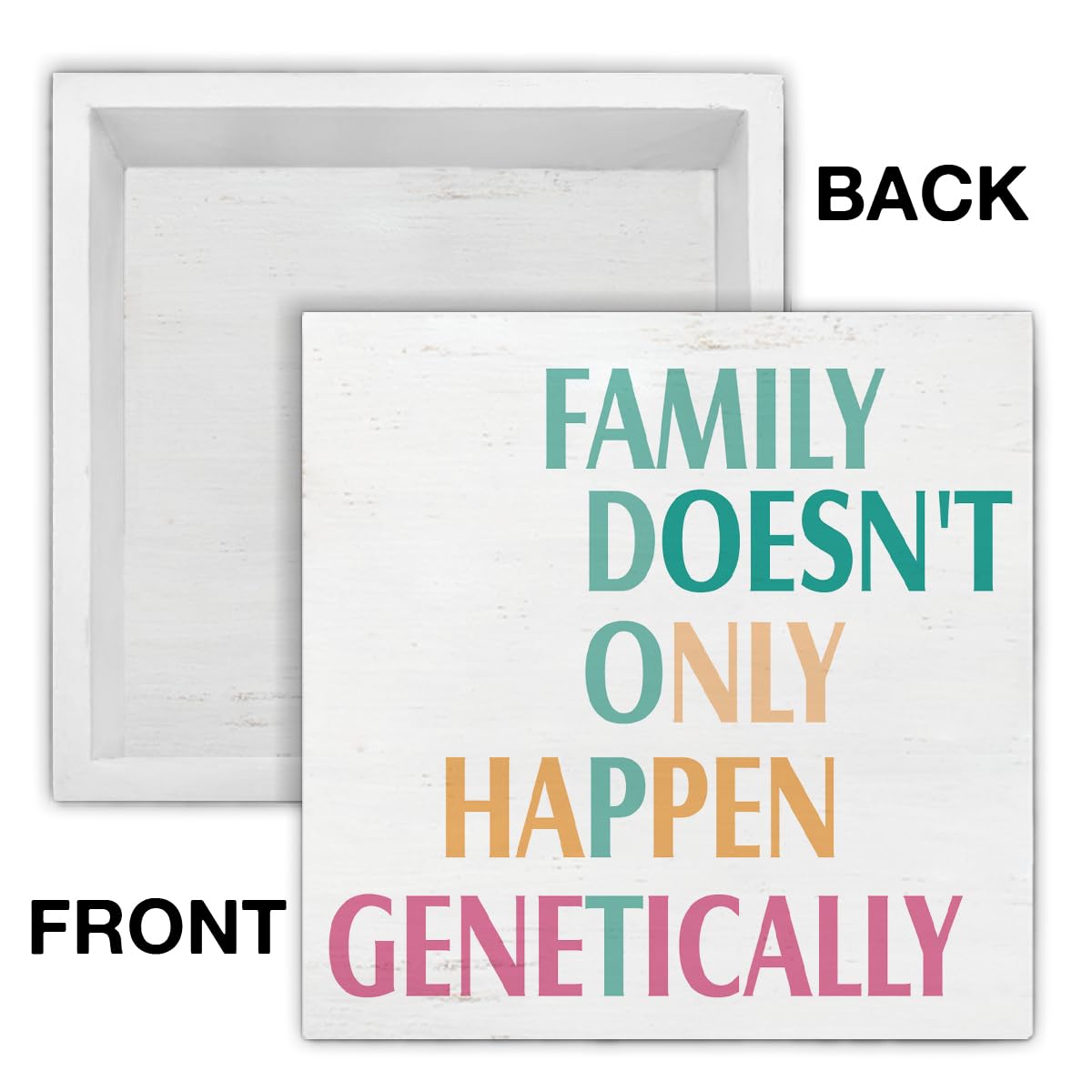 Adoption Gifts for Adoptive Parents Mom, Adoption Day Gift for Family, Adoptive Parents Gifts Family Doesn't Only Happen Genetically Wood Sign Decoration for Home Living Room Bedroom 5x5 Inch