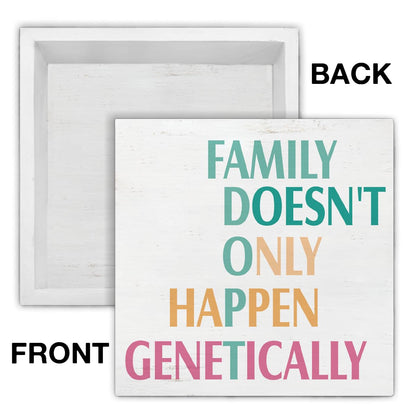 Adoption Gifts for Adoptive Parents Mom, Adoption Day Gift for Family, Adoptive Parents Gifts Family Doesn't Only Happen Genetically Wood Sign Decoration for Home Living Room Bedroom 5x5 Inch