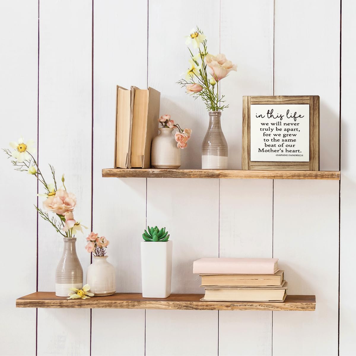 Home Decor Signs, Decorative Wooden Box Sign, Farmhouse Twins Signs, Grieving Sibling Decor, Birthday Gift for Sister or Brother, In This Life We Never Truly Be Apart Sign, 5.9×5.9 inches