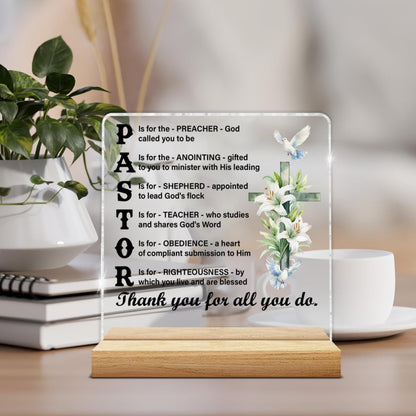 Pastor Appreciation Gifts for Men, Christian Gifts for Pastors Thank You Birthday Christmas, Religious Pastor Acrylic Plaque Sign Decor