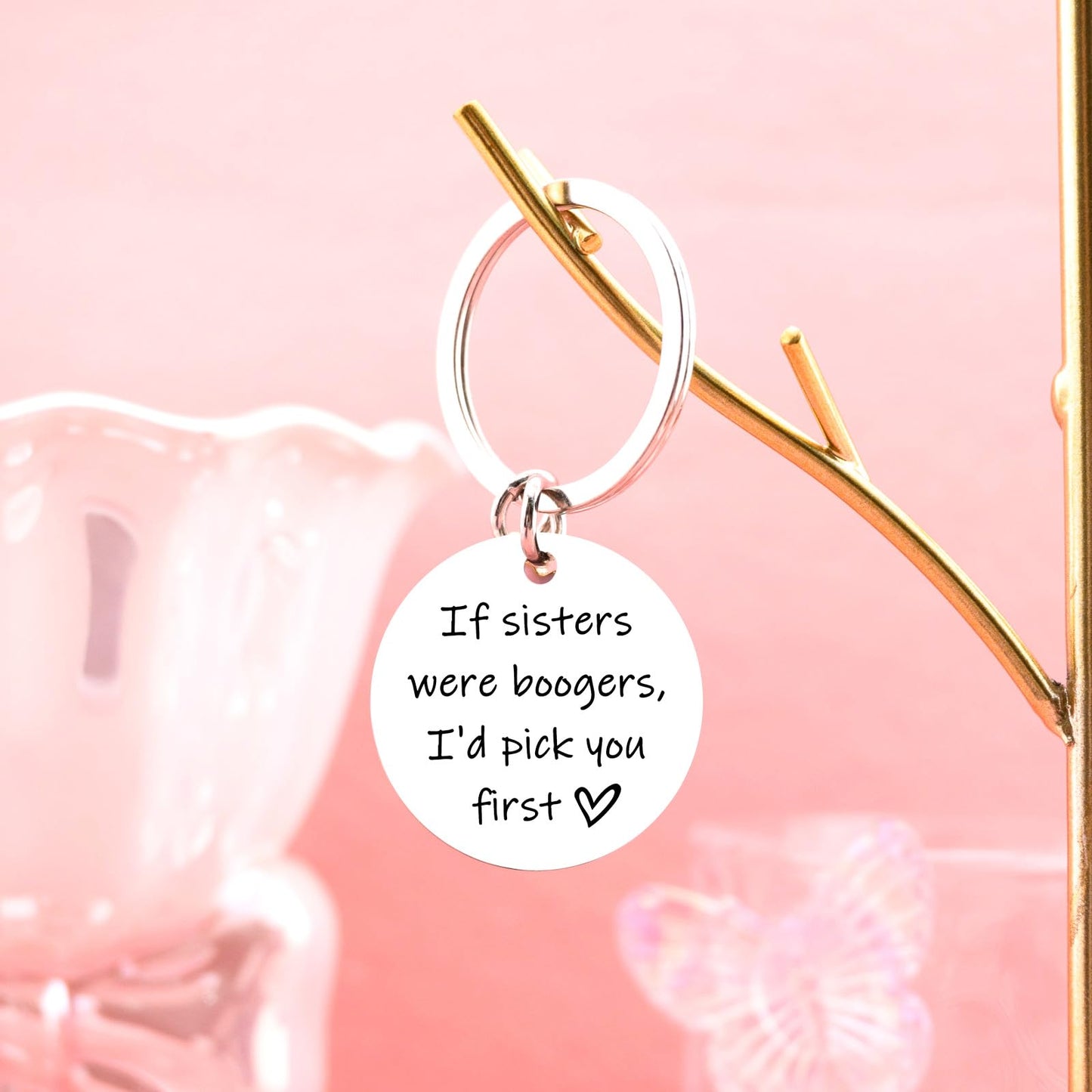 Birthday Gift for Sister Keychain Funny Keychains Birthday Gifts for Sister From Brother Funny Gifts for Sisters From Sister Mothers Day Graduation If Sister Were Boogers I'd Pick You First