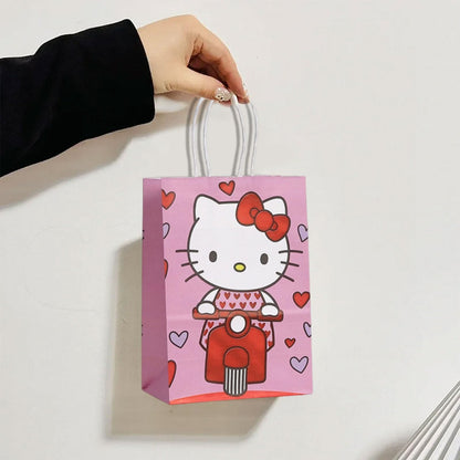 Cute Birthday Party Supplies, 12 Pcs Party Favor Bags, Candy Goodie Treat Bags with Handle, Cartoon Birthday Party Decorations (B)
