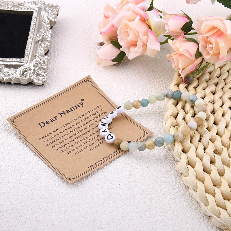 Sisadodo Grandma Christmas Birthday Gift for Nana Nanny Nan Mama Natural Stone Bracelet for Mimi Gigi Gift from Granddaughter Grandson