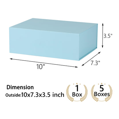 Light Blue Gift Box,10x7.3x3.5 Gift Boxes With Lids For Presents Includes Ribbon And Diy Printable Sticker Paper,Bridesmaid Proposal Box,Magnetic Gift Box For Birthday,Wedding,Graduation