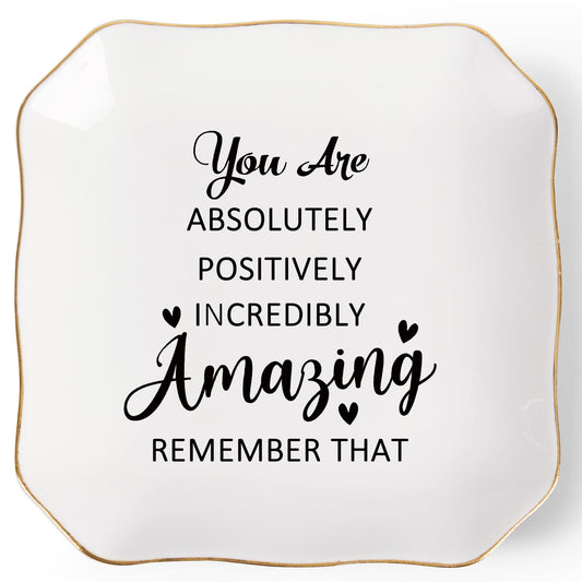 Birthday Gifts for Women Ring Jewelry Dish Tray, You Are Amazing Gifts for Women Friend Coworker Mom Sister Teacher Retirement Thank You Cheer Up Inspirational Encouragement Gift for Woman