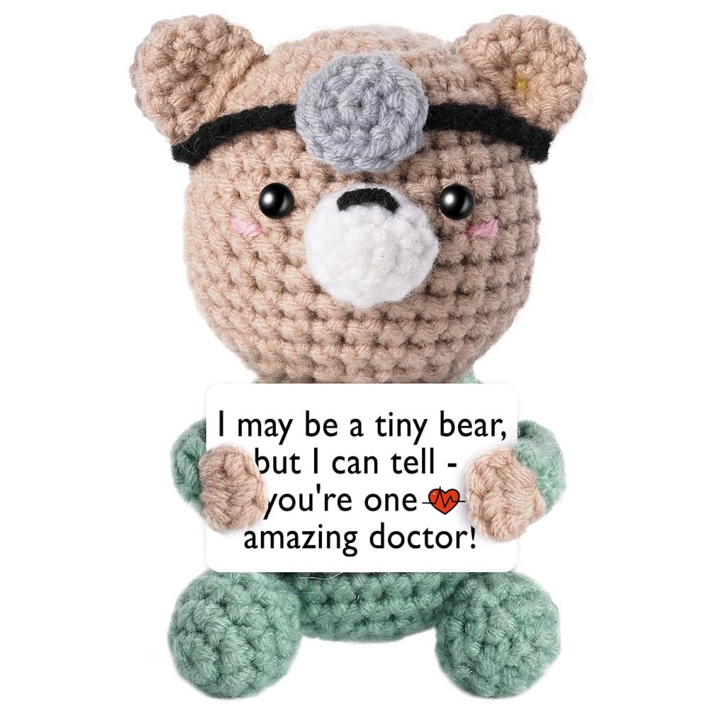 Medical School Graduation Gifts, Funny Doctor Gifts for Women Men, Handmade Crochet Bear Phd School for Doctors Female Male Students, Doctor Nurse Week Appreciation Retirement Birthday Gift