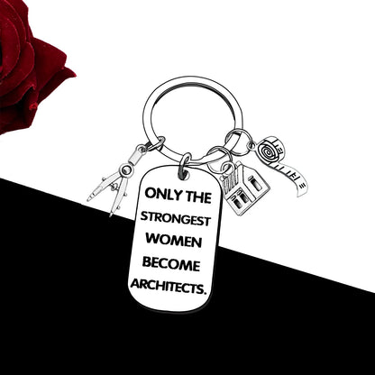 Architecture Gifts for Women: Thank You Keychains for Future Female Architect Students & Engineers - Inspirational Graduation & Retirement Key Ring Presents