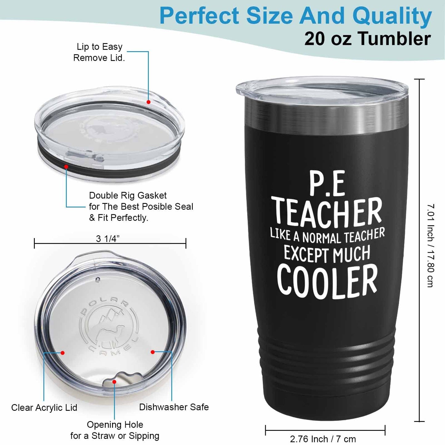 Teacher Black Edition Viking Tumbler 20oz - p.e teacher like a normal teacher - Funny Physical Education Coach Gym Teacher Appreciation Student Class of 2022 Back to School