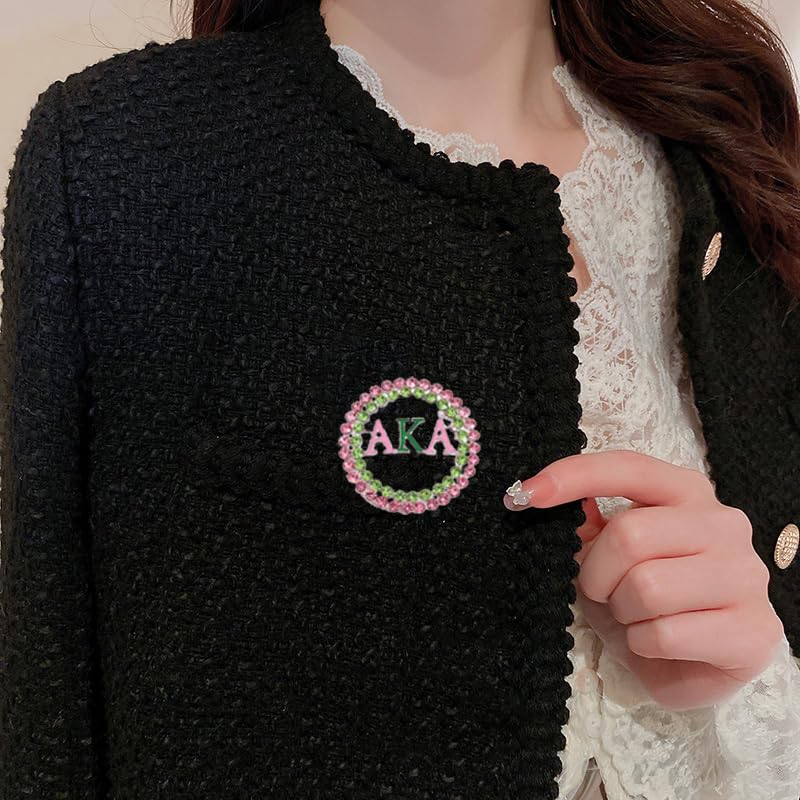 Imitation Rhinestone Greek Sorority Brooch for Women Girls My Best Friends Fashion Paraphernalia Lapel Pin Pink Green Crystal Jewelry for Sisters Ladies Sparkling Dress Accessory Sisterhood Graduation