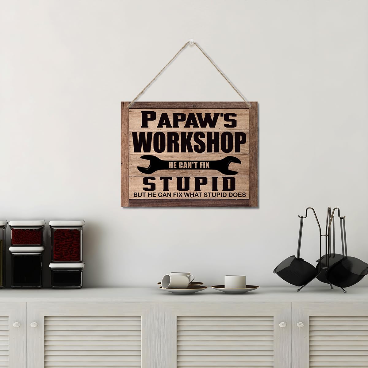 Papaw's Workshop Sign - Father's Day & Birthday Gift, Rustic Wooden Wall Plaque, Farmhouse Home Decor, Funny Grandpa Mechanic Gift