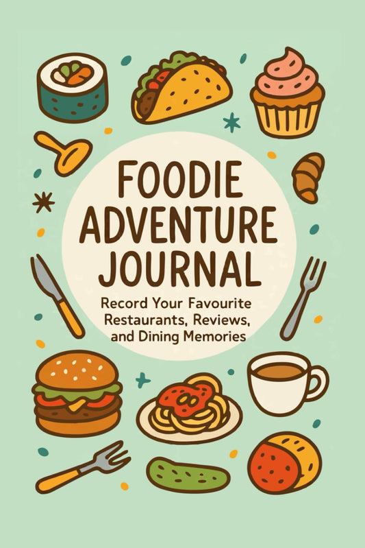Foodie Adventure Journal: Restaurant Review Notebook for Food Lovers & Travelers: Record 60 Dining Experiences with Ratings, Notes, and Fun Challenges – Perfect Gift for Foodies