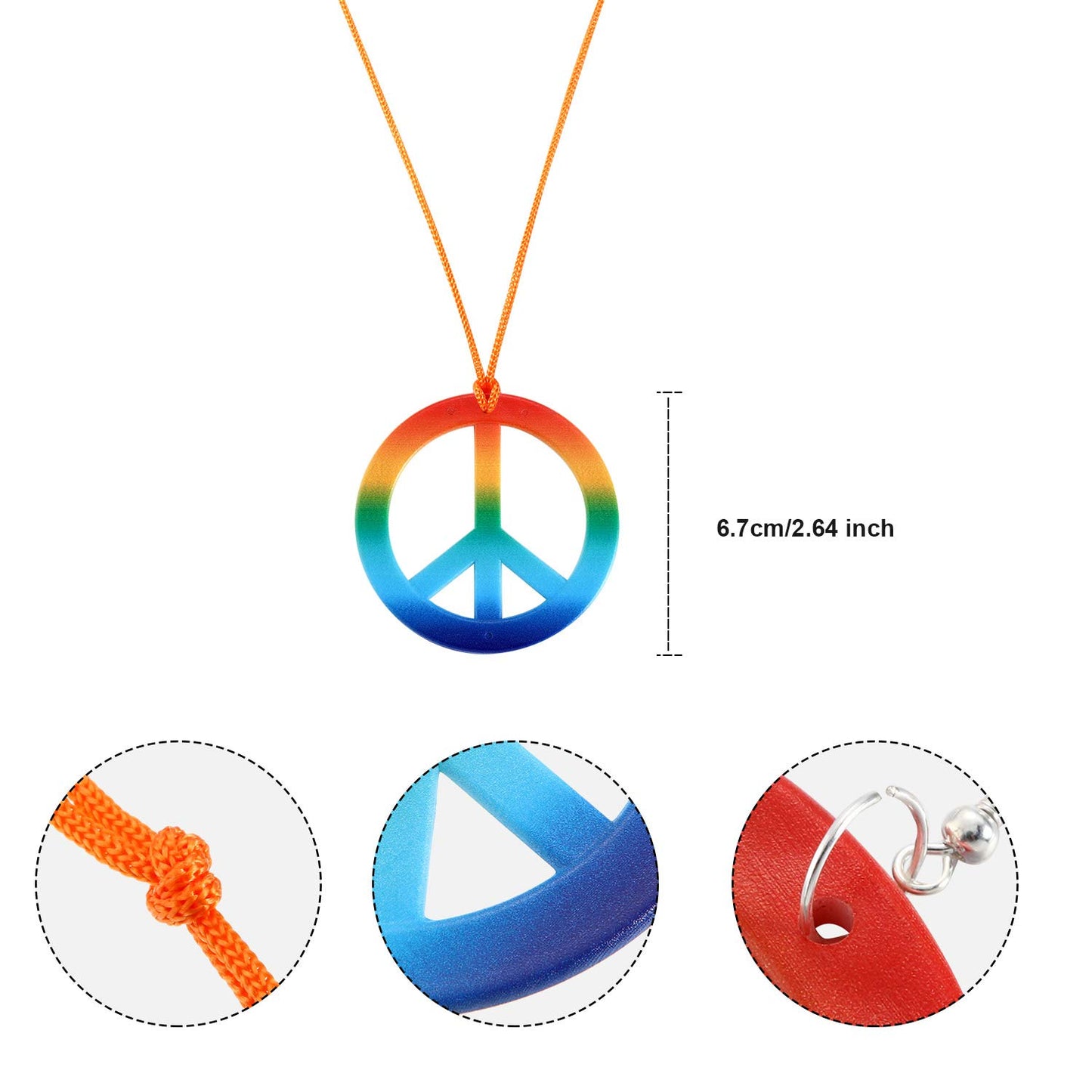 Frienda 3 Pcs Hippie Accessories Costume 70s Tie Dye Leopard Outfits Hippie Headbands for Men Peace Sign Necklace Sunglasses