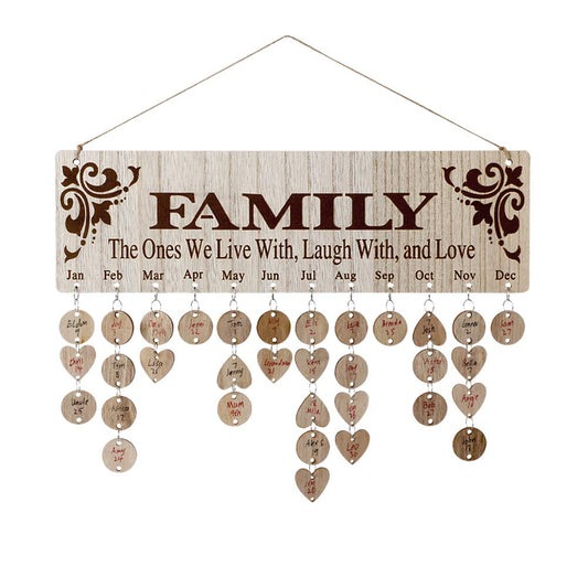 Gifts for Mom Grandma Christmas, Joy-Leo Wooden Family Birthday Reminder Calendar Board with 100 Tags, Birthday Tracker Plaque Wall Hanging, Help Elderly Parents Remember Birthdays, Model JL01