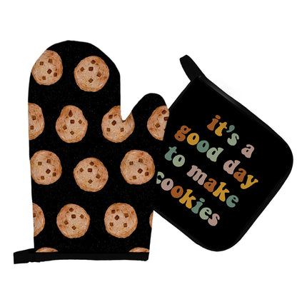 Mingnei Baking Gifts Oven Mitts and Pot Holders Sets, It's a Good Day to Make Cookies Heat Resistant Potholder Kitchen Decor for Cooking BBQ Grilling, Gifts for Baker Baking Lovers Oven Glove Set