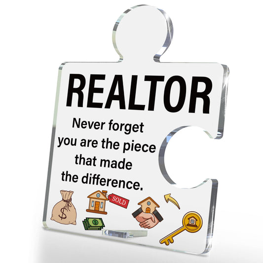 Realtor Gifts for Women Men, Thank You Appreciation Gifts for Real Estate Agents, Motivational Realtors Acrylic Puzzle Plaque Sign Office Decor