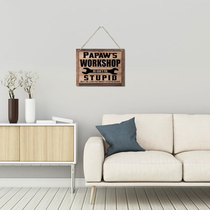 Papaw's Workshop Sign - Father's Day & Birthday Gift, Rustic Wooden Wall Plaque, Farmhouse Home Decor, Funny Grandpa Mechanic Gift