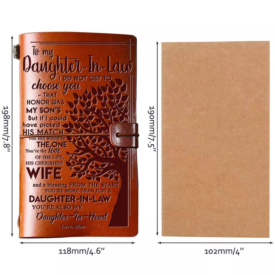 Daughter in Law Gifts from Mother in Law, To My Daughter in Law Leather Journal, 140 Page Refillable Writing Journal, Christmas Birthday Gifts for Daughter in Law for Wedding