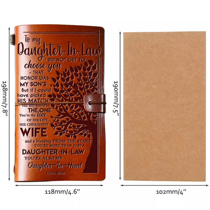 Daughter in Law Gifts from Mother in Law, To My Daughter in Law Leather Journal, 140 Page Refillable Writing Journal, Christmas Birthday Gifts for Daughter in Law for Wedding