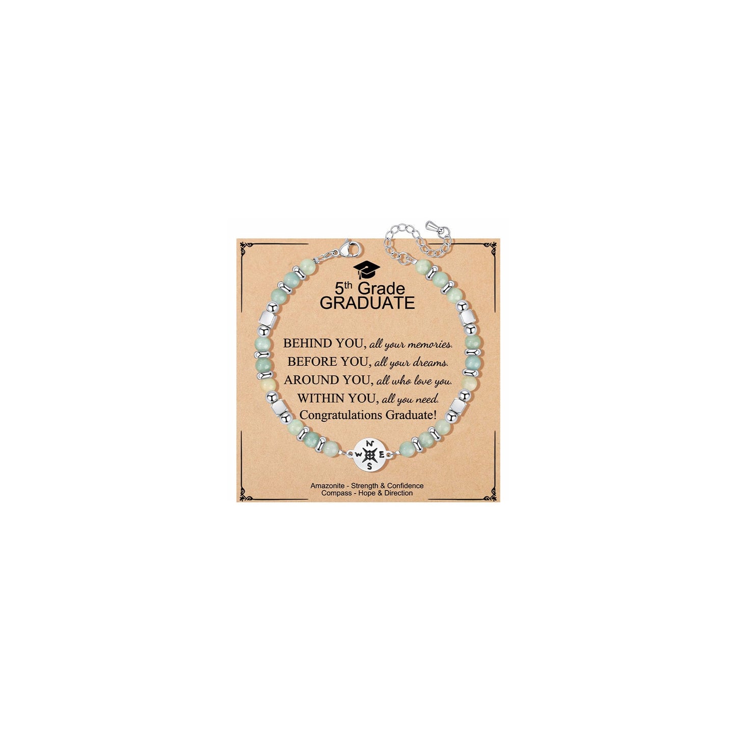 JoycuFF Graduation Gifts for Her Class of 2026 College High School 5th 8th Grade Preschool College Middle School Teen Girls Graduation Gifts The Adventure Begins Compass Bracelets for Women
