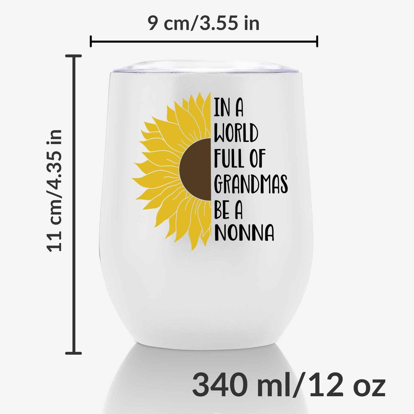 Onebttl Nonna Gift, Sunflower Grandma Gifts, 12oz Stainless Steel Insulated Tumbler for Sunflower Lovers, Perfect for Mother's Day, Birthday