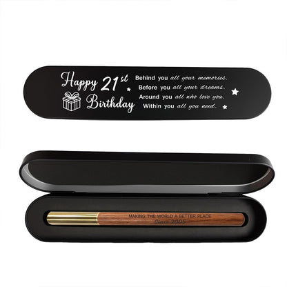 21st Birthday Gift for 2005 Born - Engraved Wooden Gel Pen & Keepsake Box Set, Meaningful 21 Year Old Gift for Men & Women