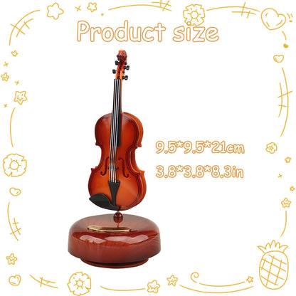 Violin Music Box - Classical Music Box Mini Replica Instrument Crafts Decoration Gift Craft Home Office Ornament