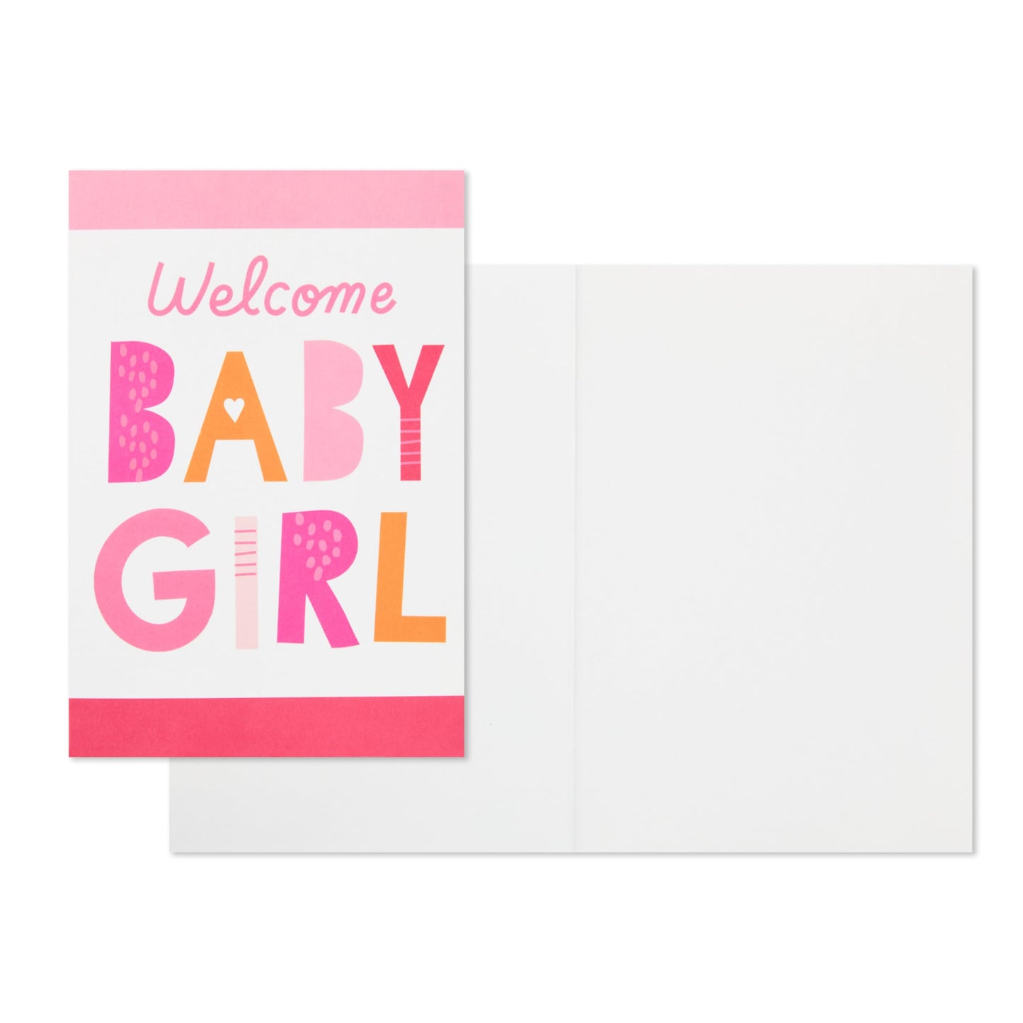 Hallmark 15" Extra Large Gift Bag with Card and Tissue Paper for Baby Shower (Welcome Baby Girl, Pink and Orange) for New Parents, Coworkers, Sister