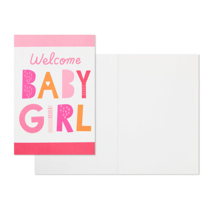 Hallmark 15" Extra Large Gift Bag with Card and Tissue Paper for Baby Shower (Welcome Baby Girl, Pink and Orange) for New Parents, Coworkers, Sister